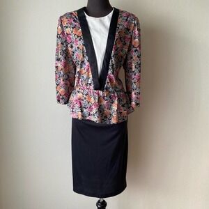 Whirlaway sz L Vintage floral print skirt one‎ piece suit